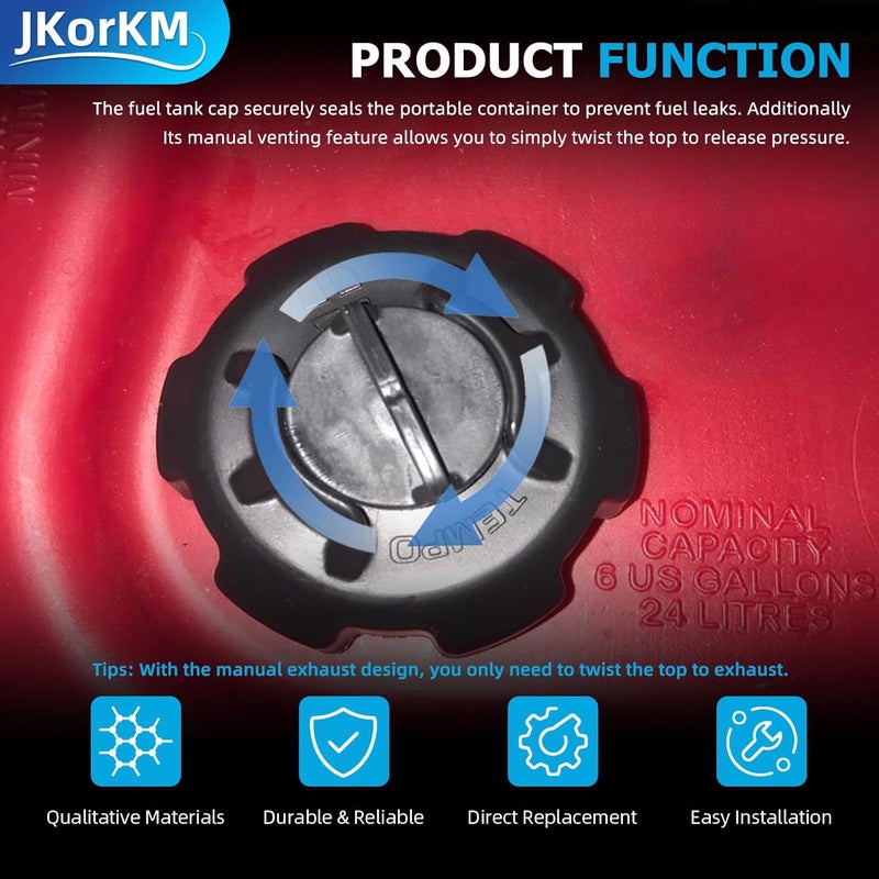 JkorkM 621501-10 Manual Vent Gas Cap Compatible with Old Style Portable Boat Gas Tank, Black Gas Tank Cap - Image 4